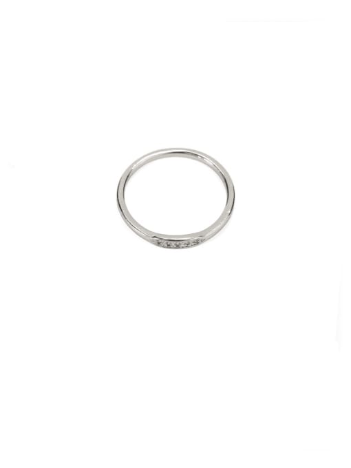 Platinum Brass Cubic Zirconia Geometric Dainty Band Ring