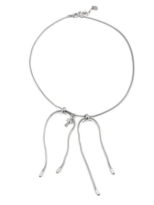 TINGS Titanium Steel Tassel Minimalist Tassel Necklace 0