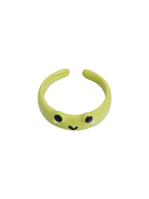 Yellow-green Brass Enamel Icon Animal Cute Band Ring