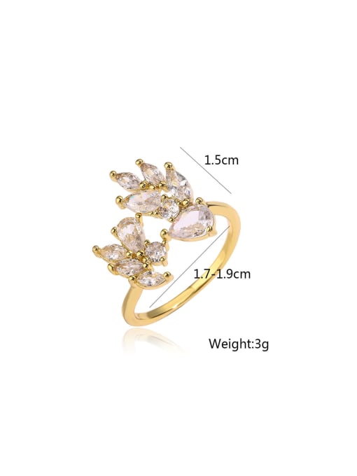 AOG Brass Cubic Zirconia Flower Dainty Band Ring 3
