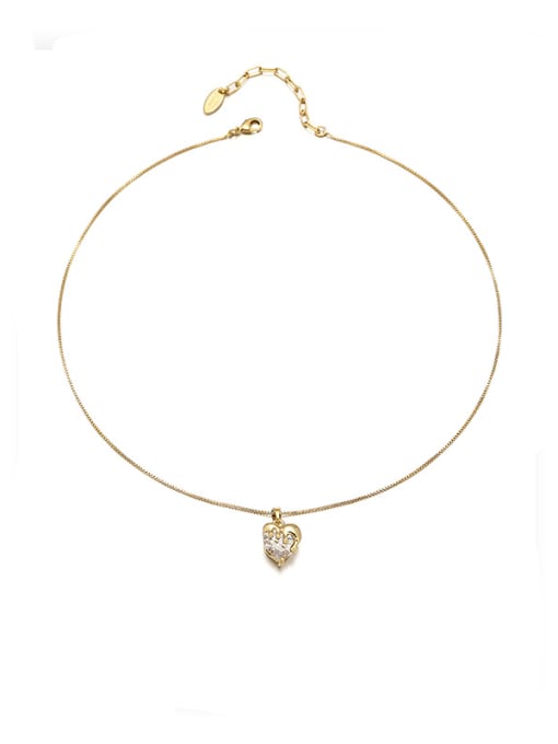 Zircon necklace 47cm+5.7cm Brass Cubic Zirconia Geometric Vintage Necklace