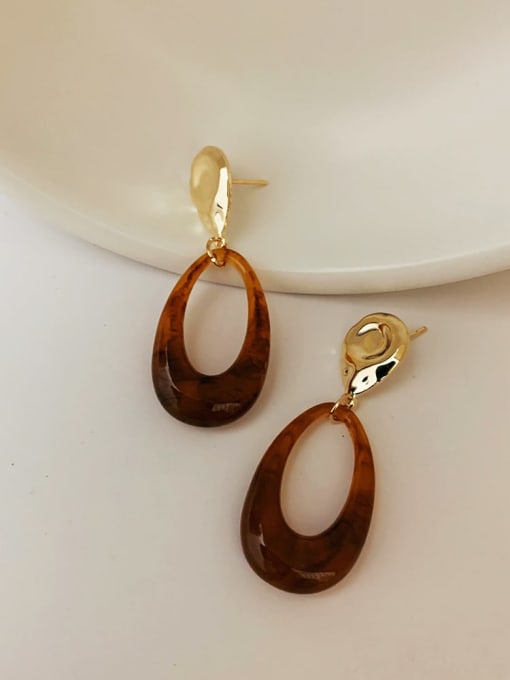 F65 amber resin Earrings Alloy Resin Water Drop Vintage Drop Earring