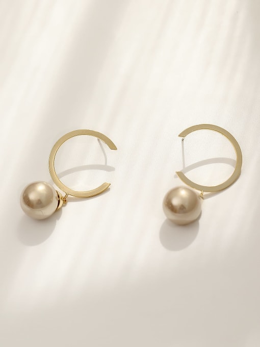 HYACINTH Brass Imitation Pearl Geometric Minimalist Hook Trend Korean Fashion Earring 3