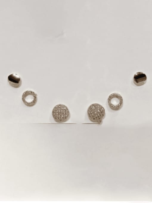 Simple circle suit Earrings Brass Cubic Zirconia Minimalist Round  Set Stud Earring