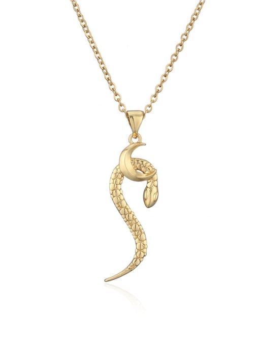20558 Brass Vintage Snake Pendant Necklace