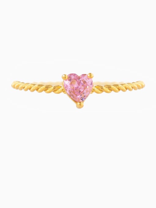 206 gold Brass Cubic Zirconia Heart Cute Band Ring