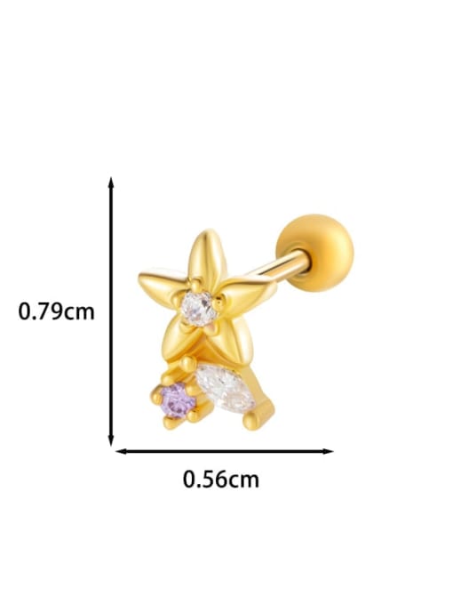 6 # Golden Brass Cubic Zirconia Planet Dainty Single Earring