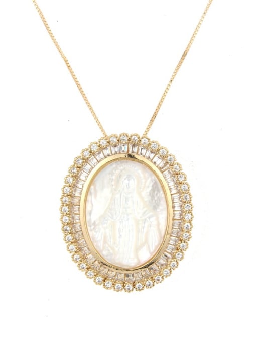 gold-plated Brass Shell Oval Dainty Necklace
