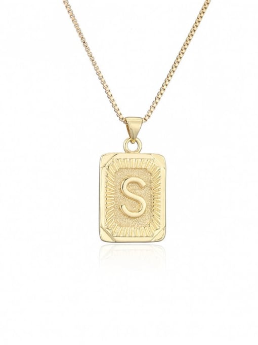 S Brass Letter Hip Hop Geometry Pendant Necklace