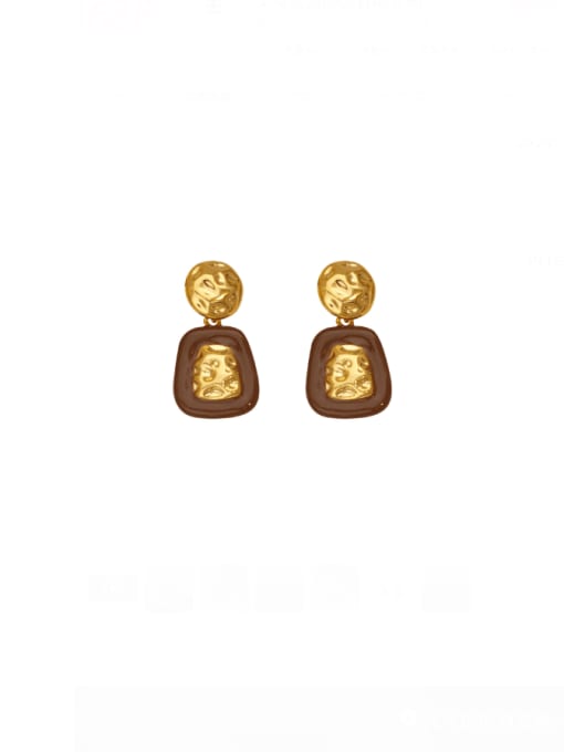 HYACINTH Brass Enamel Geometric Vintage Drop Earring 1