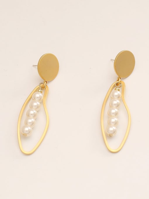 HYACINTH Brass Imitation Pearl Geometric Vintage Drop Trend Korean Fashion Earring 2