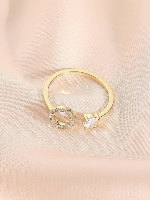 14k Gold o Brass Cubic Zirconia Letter Minimalist Band Ring