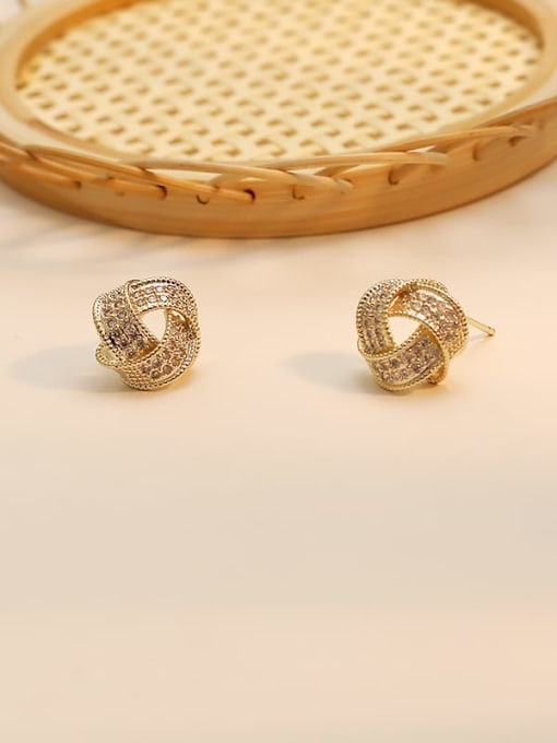 14K gold Copper Hollow Geometric Minimalist Stud Trend Korean Fashion Earring