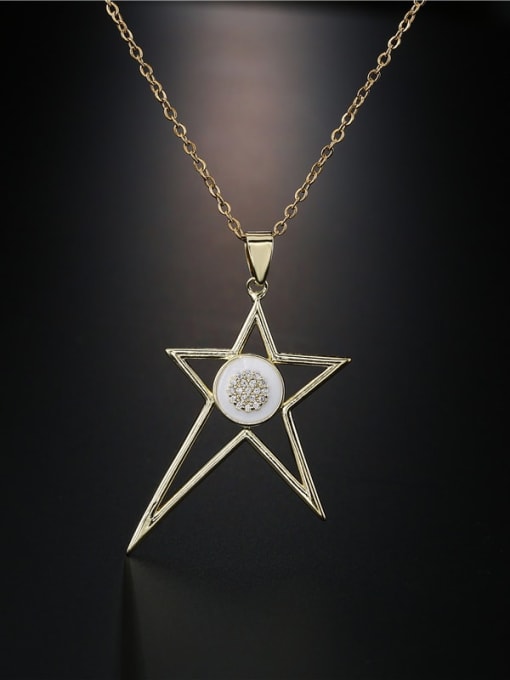 AOG Brass Rhinestone Enamel  Trend Five-pointed star Pendant Necklace 1