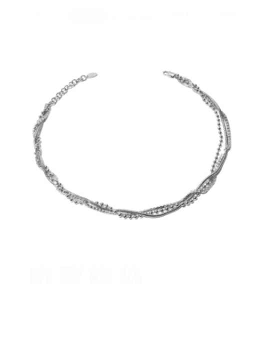 Titanium steel necklace Titanium Steel Cubic Zirconia Geometric Vintage Multi Strand Necklace