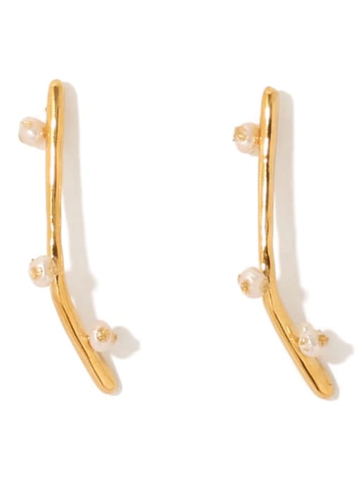golden Brass Imitation Pearl Irregular Vintage Drop Earring