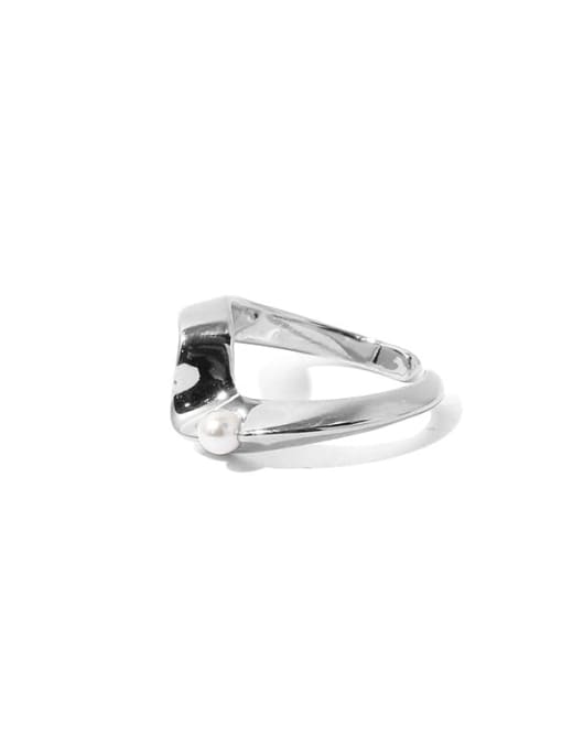 Platinum ring Brass Imitation Pearl Irregular Minimalist Band Ring