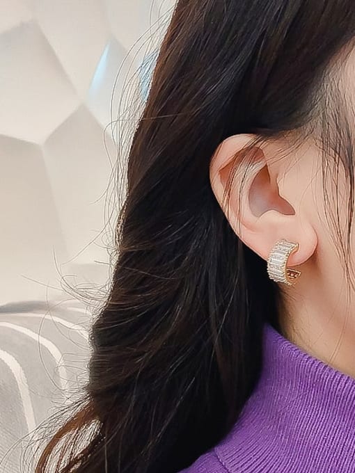 Papara Alloy Cubic Zirconia Geometric Minimalist Stud Earring 1