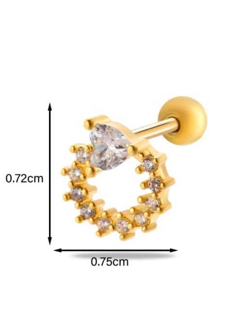 5  # Golden Yellow--Single Stainless steel Cubic Zirconia Ball Trend Single Earring