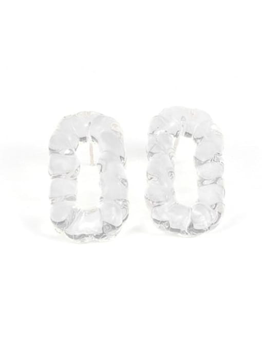 Transparent long earrings Hand Glass Clear Rectangle Minimalist Stud Earring