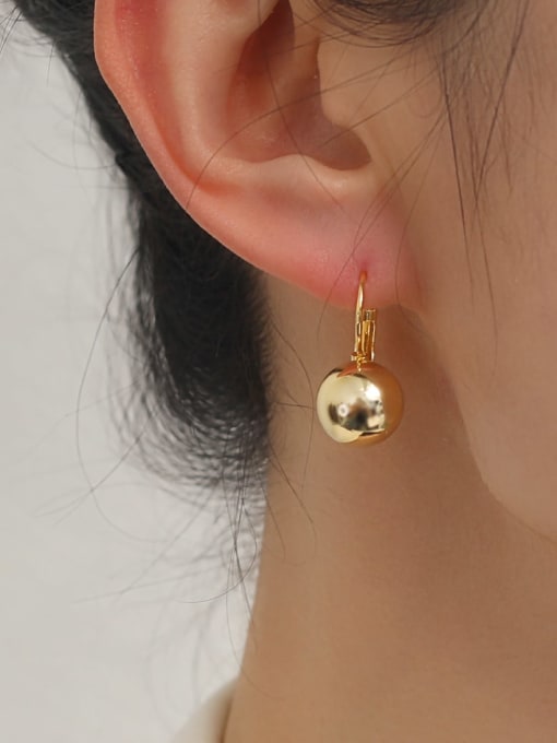 HYACINTH Brass Ball Minimalist Huggie Earring 1