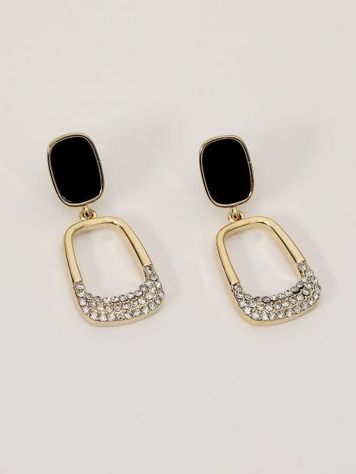 14K gold+ zircon Brass Imitation Pearl Geometric Vintage Drop Trend Korean Fashion Earring