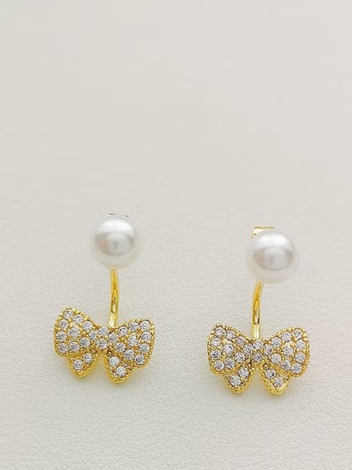 14K  gold Copper Cubic Zirconia Butterfly Dainty Drop Trend Korean Fashion Earring