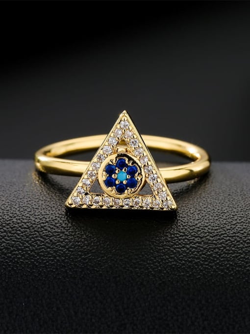 AOG Brass Cubic Zirconia Triangle Vintage Band Ring 1