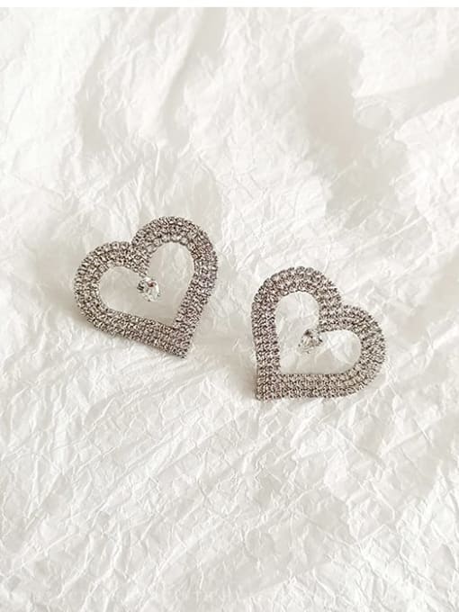 HYACINTH Copper Cubic Zirconia Heart Dainty Stud Trend Korean Fashion Earring 2