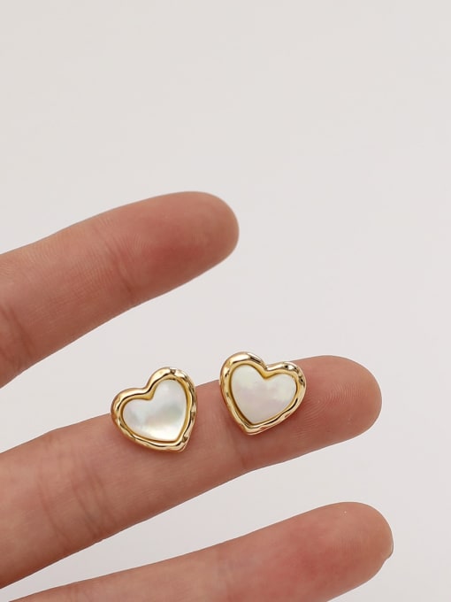 HYACINTH Brass Shell Heart Minimalist Stud Trend Korean Fashion Earring 2