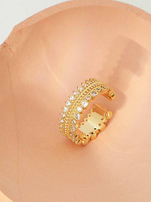 Five Color Brass Cubic Zirconia Geometric Hip Hop Band Ring 3