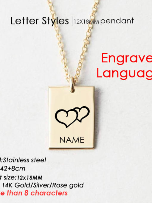 Gold GX 110 Stainless steel  Minimalist engrave language geometry Pendant Necklace