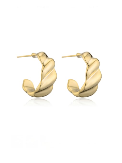 41482 Brass Smooth Geometric Vintage Stud Earring