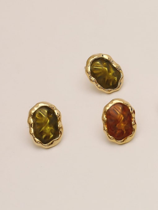 HYACINTH Brass Glass Stone Geometric Ethnic Stud Trend Korean Fashion Earring 2