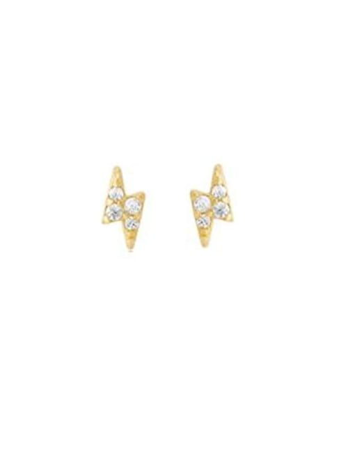 lightning Brass Cubic Zirconia Star Minimalist Stud Earring