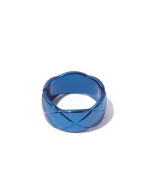 (wide )  blue Titanium Steel Enamel Geometric Minimalist Band Ring