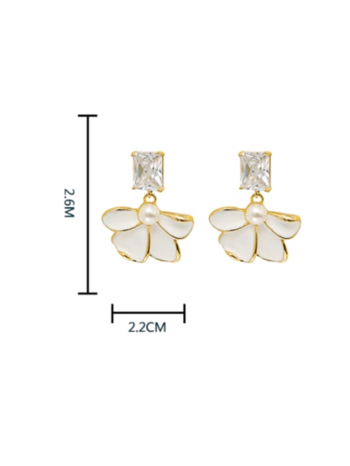 HYACINTH Brass Enamel Flower Minimalist Drop Earring 2