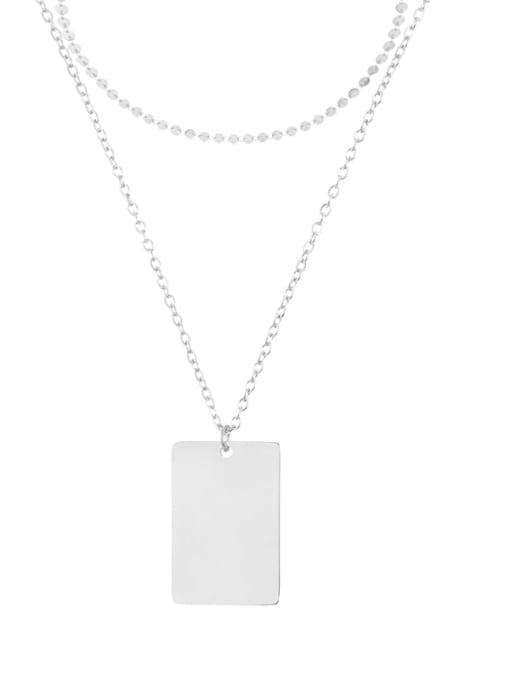 Desoto Stainless steel  Minimalist Geometric Pendant Multi Strand Necklace