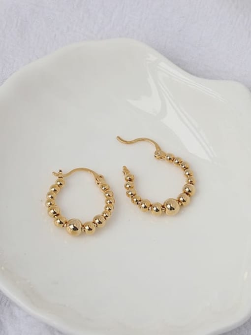 ACCA Brass Bead Geometric Vintage Huggie Earring 0