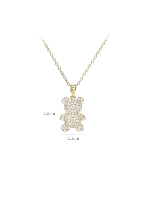 YOUH Brass Cubic Zirconia Bear Dainty Necklace 3
