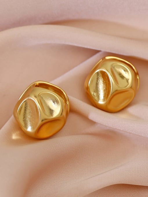 Nostalgic gold Brass Irregular Round Ball Trend Stud Earring