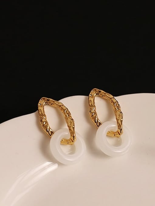 ACCA Brass Glass Stone Geometric Vintage Drop Earring 2