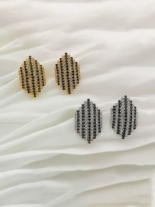HYACINTH Copper Cubic Zirconia Hexagon Dainty Stud Trend Korean Fashion Earring 0