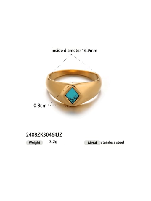 2408ZK30464JZ Brass Glass Stone Geometric Minimalist Band Ring