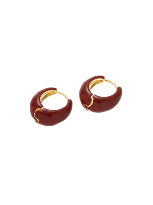 Five Color Brass Enamel Geometric Minimalist Huggie Earring