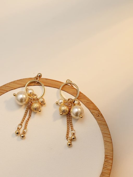 HYACINTH Copper Imitation Pearl Tassel Dainty Drop Trend Korean Fashion Earring 3
