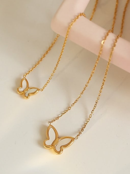 Five Color Brass Shell Butterfly Minimalist Necklace 3