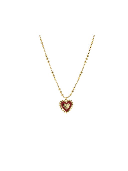 Five Color Brass Enamel Heart Vintage Necklace 0