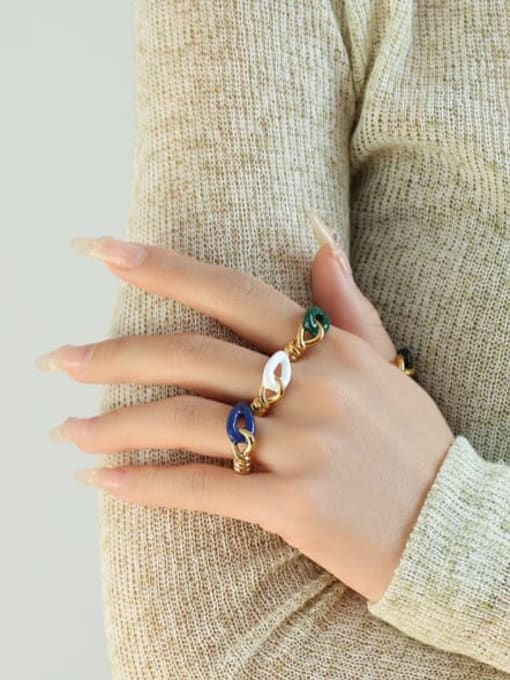 Five Color Brass Enamel Knot Minimalist Band Ring 2