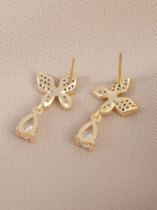 YOUH Brass Cubic Zirconia Flower Dainty Stud Earring 1